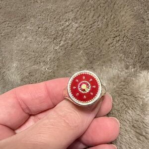 Stunning Red and Silver Women's Ring